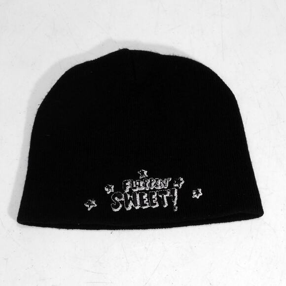 Vintage Y2K Napoleon Dynamite Flippin Sweet Beanie Black Embroidered OSFA - Picture 1 of 4